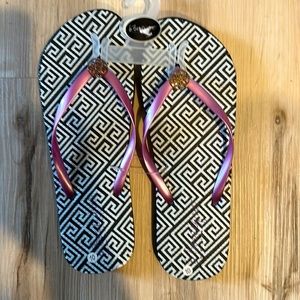 b. Boutique Flip Flops.  Size 10 Black, lavender.